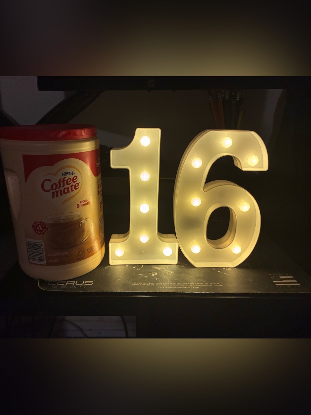 Amazon White LED Marquee Number 16 Party Light- Table Top (8 inches tall)
